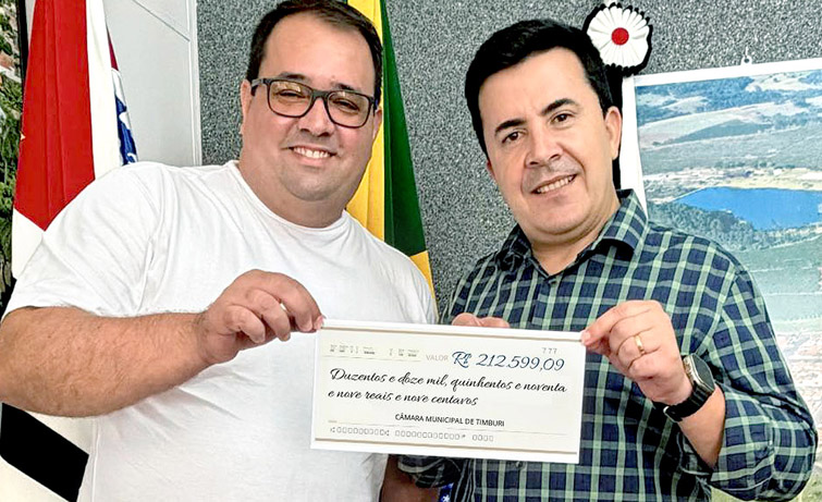 CÂMARA DE TIMBURI DEVOLVE MAIS DE R$ 200 MIL À PREFEITURA