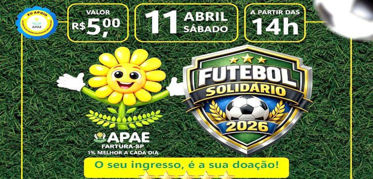 SÁBADO TEM FUTEBOL SOLIDÁRIO EM PROL DA APAE DE FARTURA