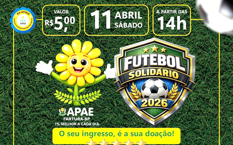SÁBADO TEM FUTEBOL SOLIDÁRIO EM PROL DA APAE DE FARTURA